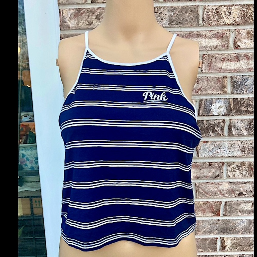 Pink Blue & White Stripe Summer Tank Top